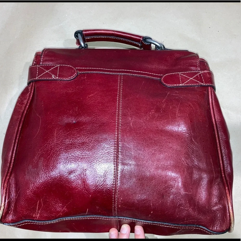 Red Leather Top-Handle Women's Bag